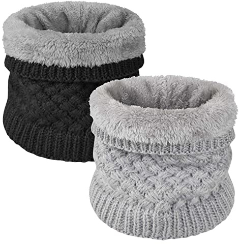 Yuson Girl Hiver Col Écharpe Chauffant Tour De Cou Tricoté Avec Doublé Polaire Chaud Cache-Col Épais Foulard Tube Écharpe Ronde Pour Femme Homme(A)