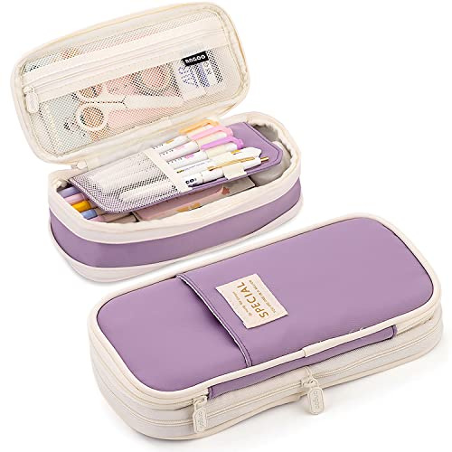 MAMUNU Astuccio per ragazze e adolescenti, astuccio grande capacità, astuccio, astuccio portapenne, astuccio per ragazze, astuccio con chiusura lampo, per scuola e ufficio, Viola, 1995 Kubikzentimeter