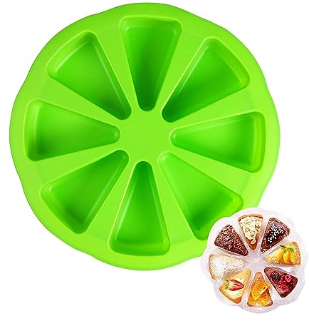 AYNKH Silicone Baking Moulds, 8 Portion Triangle Pizza Slice Cake Pan Mold, Non Stick Heat Resistant DIY Baking Tool for Chocolate Brownies Muffins Scone Cornbread Soap