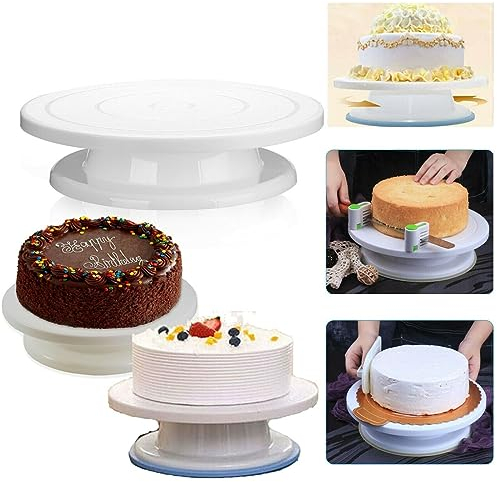Piatto girevole da 28 cm per torte, facile decorazione per glassa, espositore da cucina, professionale, girevole, antiscivolo, per compleanni e feste