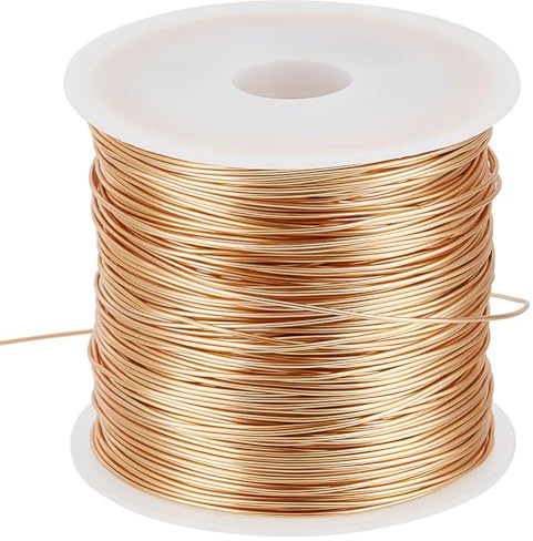 Beebeecraft 1 Roll 50M Craft Copper Wire 18K Gold Plated Brass Round Thin Wire Jewelry Wire for Jewelry Making (22 Gauge)<