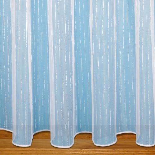 John Aird - Brooklyn Slub Design Lead Weighted Net Curtain - Sold In Set Sizes (3 Metres Width, Drop: 54 (137cm))