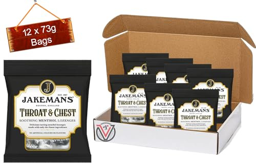 Jakeman Soothing Menthol Lozenges 73g Different Flavours (12 x 73g Bags (Full Box), Throat & Chest)