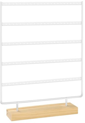 shidaishiye Portaorecchini 5 Livelli Design Moderno – Espositore in Metallo e Legno con 120 fori per Gioiellerie, Casa o Negozi