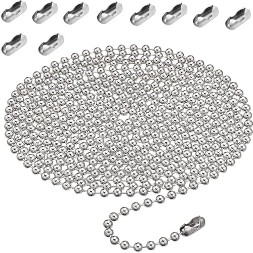 Laroal 3 meter rullgardin kedja rullgardin rullgardin rep med 10 kedjekopplingar metall rullgardin tillbehör för gardinstång mörkläggningsgardiner romerska persienner (4,5 mm)