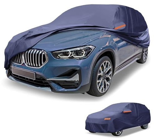 Partuto 1 st universellt bilöverdrag vattentätt alla väder bil utomhus anti-UV sol regnskydd fullt yttre skydd 190T-PU marinblå passform för SUV-längd upp till 182 cm