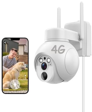 AMOROM 3G/4G LTE No Wifi Outdoor Security Camera with SIM Card, Motion Tracking, Color Night Vision, Real-Time Alerts & 24/7 Recording, IP66 Waterproof