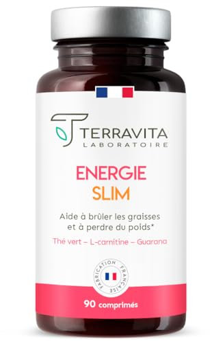 ENERGIE SLIM Femme | Draineur Minceur Puissant | Cure 30 Jours | L-Carnitine + Thé Vert + Guarana + Ginkgo | Déstocke et Draine la Cellulite | 90 Comprimés 100% Naturels | Made in France | Terravita