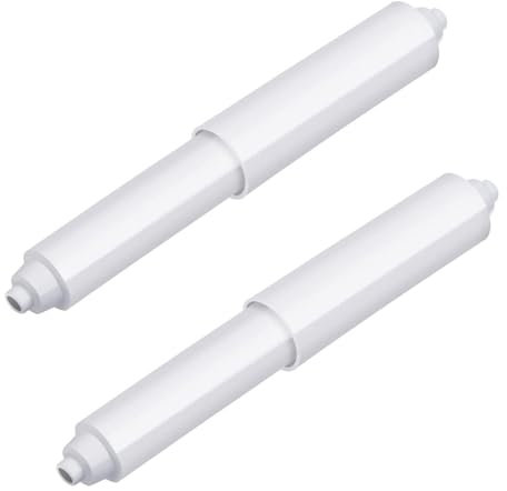 2 Pcs Plastic Toilet Tissue Roll Holder, Toilet Paper Holder, Toilet Roll Holder Insert, Spring Loaded Toilet Roll Holder Insert in Bathroom Replacement Roller Spring Loaded Spindle for WC (White)