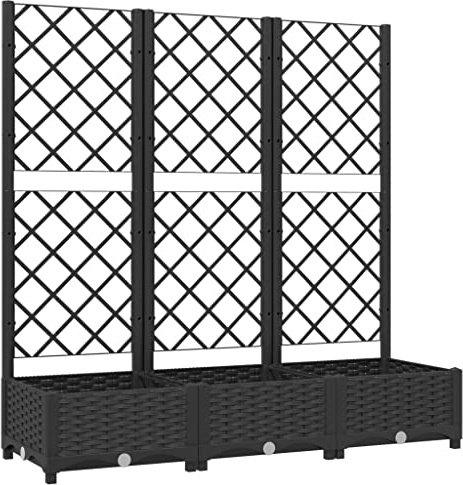 Refined Jardinera con Enrejado, Macetero de Plantas Flores, Maceta de Hierbas, Arriate para Jardín Patio Balcón Terraza, PP Negro 120x40x121,5cm