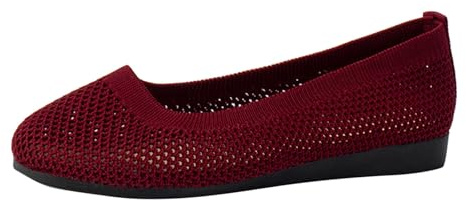 Generisch Ballerinas Women's Ballerina Shoes Flat Barefoot Shoes Summer Shoes Summer Soft Comfortable Casual Shoes Girls Elegant Ballerina Slip On Walking Shoes Slip-On Shoes Sporty Breathable, 01 Red