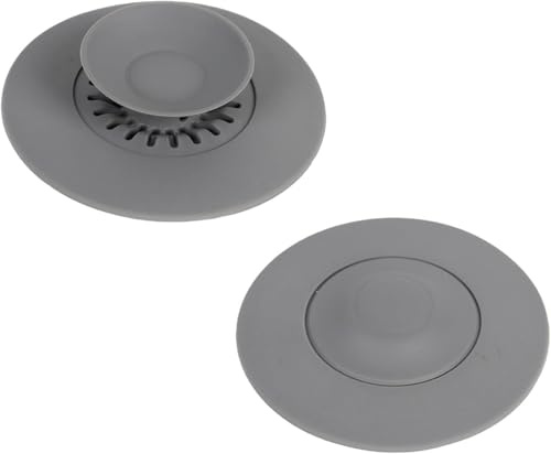 2 Stück Abflussstopfen Silikon Universal,Abflusssieb Küchenspülen,Abfluss Stöpsel Badewanne und Waschbecken,Silikon-Ablaufstopfen 2 in 1 Spülbeckenstopper,Geeignet für Spülbecken, Badewannen, Becken