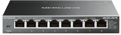 Mercusys MS108GS-M2 Switch Ethernet 8 Porte di 2.5G, Sdoppiatore Ethernet, Switch Gigabit per la Casa e l'Ufficio, Plug e Play, Montaggio Desktop, Cassa in Metallo, Durevole e Silenzioso