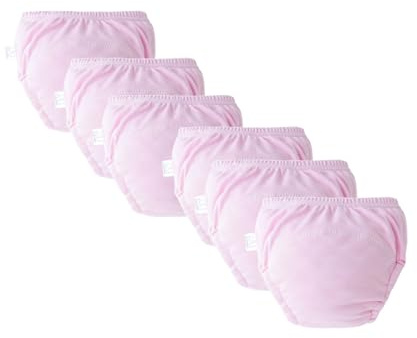 Hixingo Mutandine di Apprendimento, 6 Pezzi Pantaloni da Vasino, Apprendimento Traspirante Mutande, Cotone Pantaloni da Allenamento Assorbenti Pannolini di Stoffa per 1-6 Anni (Rosa Chiaro,S)