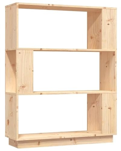 Eleganz Estantería de madera maciza de pino 80 x 25 x 101 cm, separador de habitaciones y sistema de estanterías, natural y duradera, perfecta para salón o oficina en casa, madera sin tratar para una