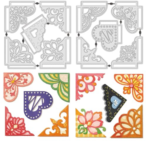UNICRAFTALE 22 Pièces De Dies De Découpe Métallique Pour Marque pages D'angle Coins Dentelle Cadre Photo Matrice De Découpe Gabarits De Gaufrage 3D Pour Création De Cartes DIY Scrapbooking 12x12cm