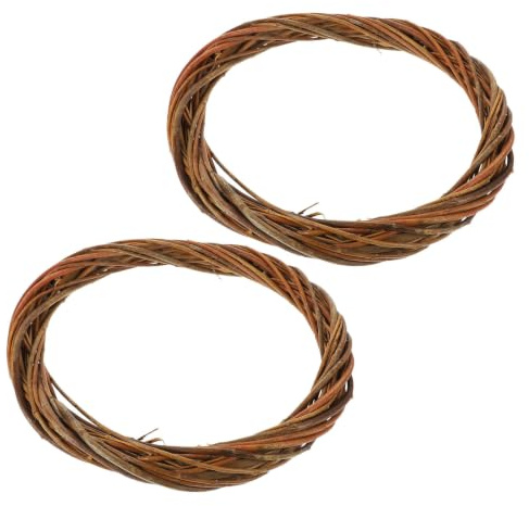 VILLCASE 2 Coronas de Mimbre para Decoración Rústica Natural, Base Versátil para Manualidades y Adornos de Puertas Estaciones