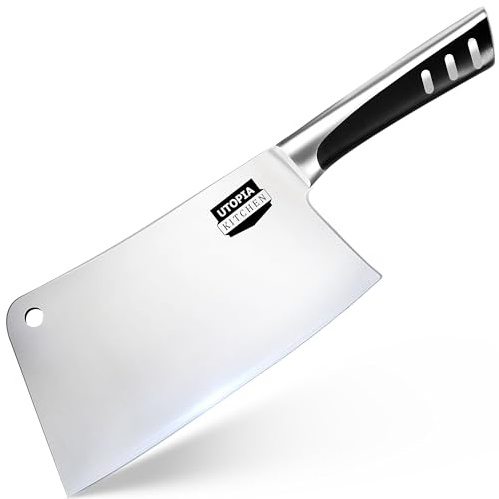 Utopia Kitchen 7 inch Cleaver Knife Stainless Steel Chef Butcher Knives for Meat, Vegetable Multipurpose Kitchen Chef Knife Chopping Bone