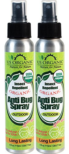 US Organic Mosquito Repellent Anti Bug Outdoor Pump Sprays, USDA Certification, Cruelty Free, Proven Results by Lab Testing, Deet-Free (4 oz - Value 2 Pack)