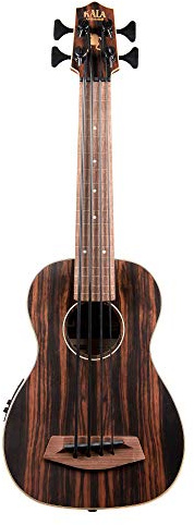 Kala UBASS-EBY-FL Striped Ebony Fretless U-Bass Acoustic-Electric Ukulele Bass Natural