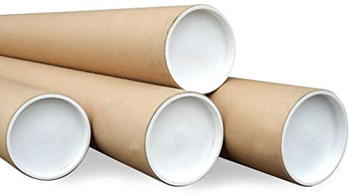 Cardboard Postal Tubes + Plastic End Caps Strong A1 625MM X 76mm Diameter - (5 Tubes)
