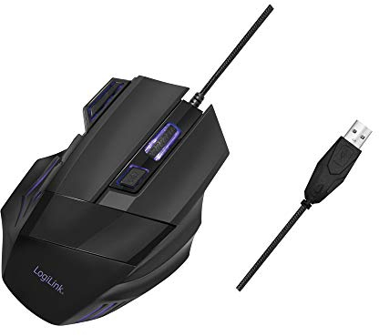 LogiLink ID0202 - Ergonomische USB-Gaming-Maus 2400 DPI mit 6 programmierbaren Tasten und DPI-Umschalttaste, schwarz