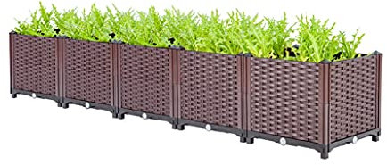 BBGS Cama de Jardín Elevada Cama de Flores de PP Caja de Cultivo de Hierbas Vegetales Pararse con Depósito de Agua Y Drenaje (Size : 200X40X36cm)