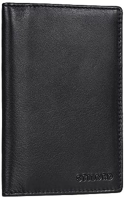 STILORD 'Arthur' Reisepasshülle Leder Reisezubehör Ausweismappe Reisedokumententasche Dokumentenmappe A6 Impfpass Hülle Ausweishülle mit RFID Schutz aus Echtleder, Farbe:schwarz