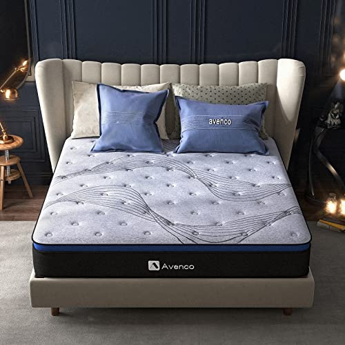 Avenco Super King Mattress, Innerspring Hybrid Mattress, 20cm Bamboo Foam Pocket Spring Mattress Super King, Skin-friendly Soft Knitted Fabric, Edge Support, 180x200x20cm