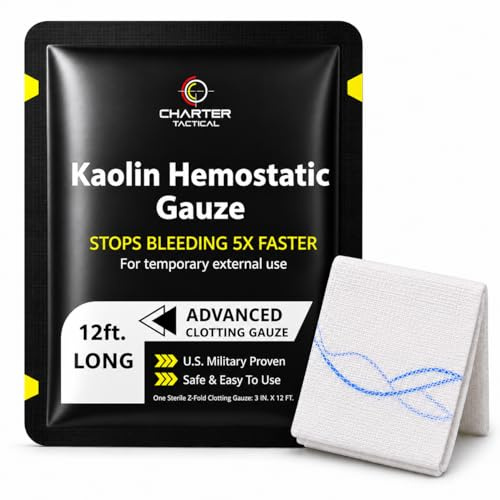 First Aid Advanced Quick Clot Combat Gauze - Flexible Hemostatic Gauze - to Stop The Bleed kit Faster Wound Packing with Quick Clotting Medical Gauze - Survival Kit Supplies - 3 x 12.5'
