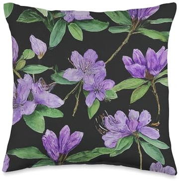 Rhododendrons Purple Spring Flower Pattern Throw Pillow