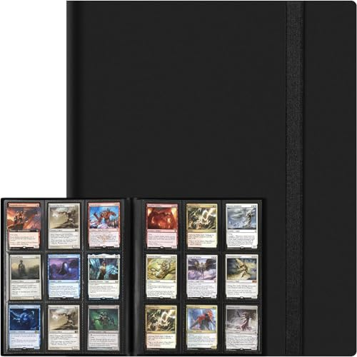 Mlikero 9 Pocket Trading Card Album, Card Collection Binder with 360 Side Pockets Sports Card Book Card Folder Card Holder Fit for MTG TCG Football Cards (Black)