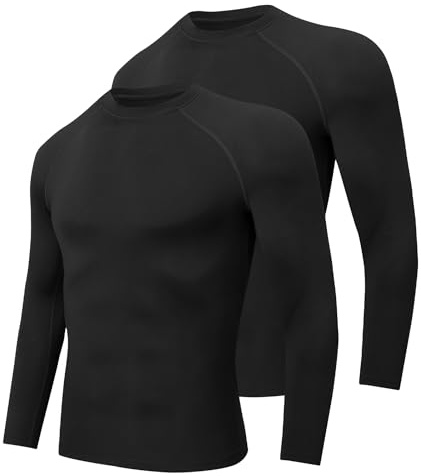 Djtnzdm sous-vêtements Thermiques Homme Thermolactyl Polaire Homme Hiver Snowboard T-Shirts Manches Longues Tshirt Thermique 2 Pac Noir XL
