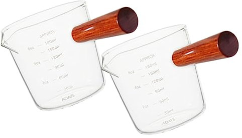 SHOWERORO 2pezzi Tazza Per Espresso Con Manico Legno Da Misurazione Precisa Per Latte e Bevande Perfetta Per Dessert