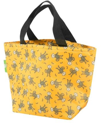 ECO CHIC Lightweight Foldable Insulated Lunch Bag Water Resistant Cooler Bag (Monkeys Mustard)