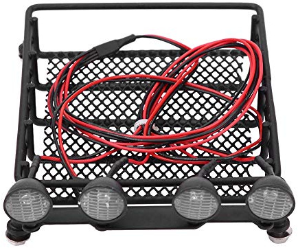 Culnflun Roof Rack Luggage Carrier LED Lights Durability Iron Axial Scx10 1/10 Rc Crawler Car (2 white 2 red)