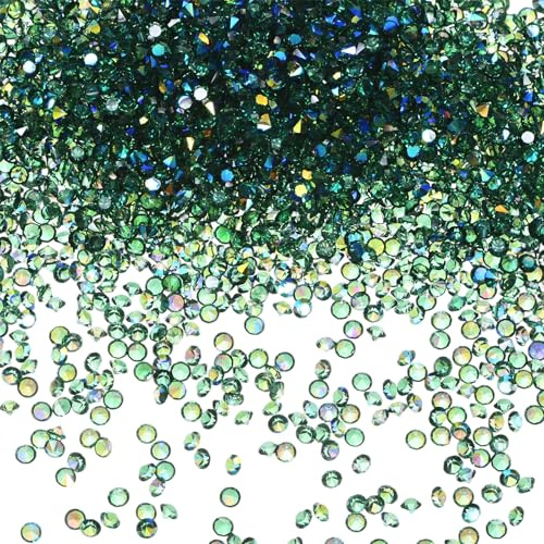 M METERXITY 3600-Pack Acrylic Diamonds, 0.12 Inch/3mm Wedding Table Scatter Confetti Crystals for Vase Fillers/Art Craft, Acrylic Diamonds Gems [Dark Green AB]