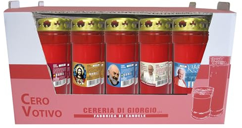 Cereria Di Giorgio - 30 Ceri Votivi con Parapioggia - Etichette Assortite - Modello P50