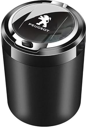 FSWEOKL Portacenere Auto per Peugeot 208 I 2012-2019, Portacenere con Coperchio Antiodore Portacenere Portatile Autoestinguente e Facile da Pulire,Black