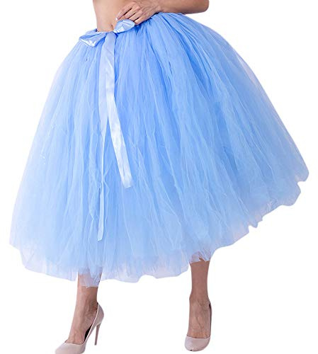 Falda de tul para mujer, falda de princesa de dama de honor, falda de maternidad, tutú, vestido de bailarina, boda, fiesta, azul claro, Talla única