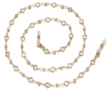 Guline Crystal Beaded Eyeglass Chain, Stylish Glasses Chain Around Neck, Adjustable Sunglasses String Strap Hanger Lanyard, Spectacle Necklace Holder Retainer for Women Men