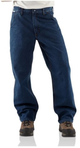 Carhartt Men's Flame-Resistant Signature Denim Dungaree-Denim-34 x 32