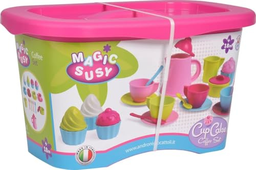 Simba 107102626 - Cupcake Service, 24 Teile, Sandspielzeug, Puppenküche, Kanne 13cm, Teetassen, Sandformen, Sandkuchen, ab 3 Jahren
