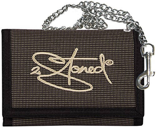 2Stoned Geldbörse Wallet Unisex Khaki/Schwarz-Melange mit Kette und Karabiner, Stick Classic Logo, aus Polyester