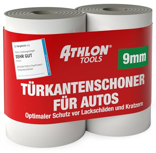 ATHLON TOOLS 2X Auto-Türkantenschutz FlexProtect - je 2 m lang - Extra Dicker Türkantenschoner, selbstklebend, wasserabweisend (grau)