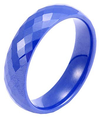 PAURO Bijoux Haute Brillant Classique Conception Engagement Mariage Band Bague Femme Céramique 6MM Bleu Taille 62