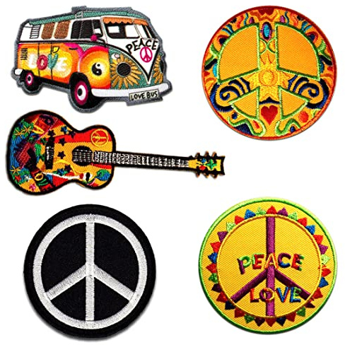 Catch the Patch Hippie Set 5 Stück - (Größe: verschiedene Größen) – Kultige Aufnäher zum Aufbügeln & Aufnähen – Für Jacken, Rucksäcke, Shirts & Cosplay – Ein Must-have für DIY-Fans