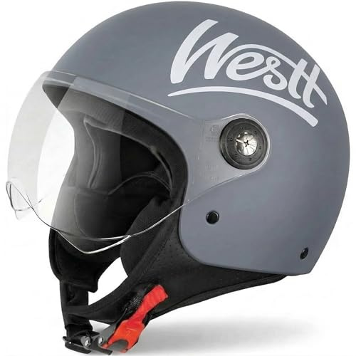 Westt Jethelm mit Visier ECE 22.06 – Leichter Motorradhelm für Damen und Herren – Roller Helm Mopedhelm in 4 Größen (S, M, L, XL)