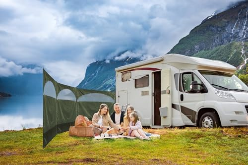 HSS Windbreaker Blocker 150x500cm Camping Caravaning Garden Beach Green Wind Break (FOREST GREEN)
