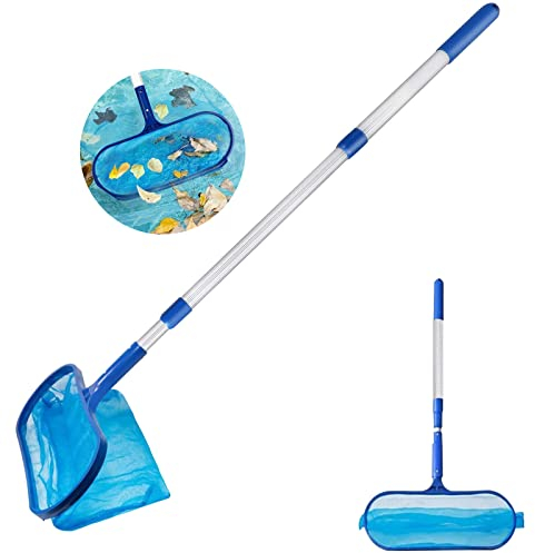 AKOFIC Pool Leaf Skimmer, 120CM Swimming Pool Skimmer Fine Mesh, Skimming Pool Leaf Cleaning Net with With Telescopic Handle Pole for Pool Garden Pond Fish Tank Fountain Hot Tub Spa